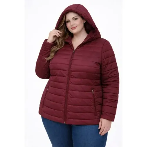 Jaqueta Feminina Plus Size Premium Nylon Bobojaco Puffer Forrada Impermeável Com Capuz 