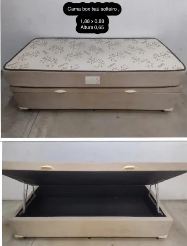 Cama solteiro box baú com colchão