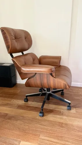 Poltrona Charles Eames Office em Couro Legítimo