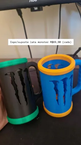 Copo/suporte lata monster energético