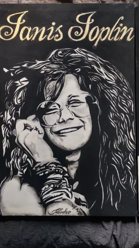 Janis Joplin pintura feito a mão na tinta acrilex