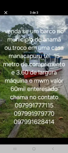 Vendase um barco no município de anamã 