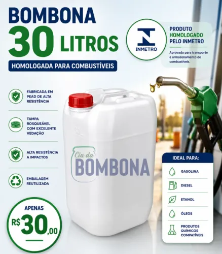 Bombona 30 litros Homologada Inmetro para Combustível Gasolina Diesel Galão