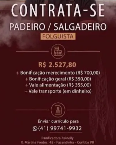 Vaga Padeiro/ Salgadeiro