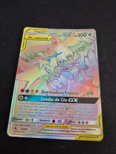 Carta Pokémon: Moltres, Zapdos e Articuno-GX (69/68) (Destinos Ocultos) (Secret Rare)