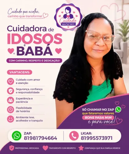 Cuidadora de idoso ir babá 