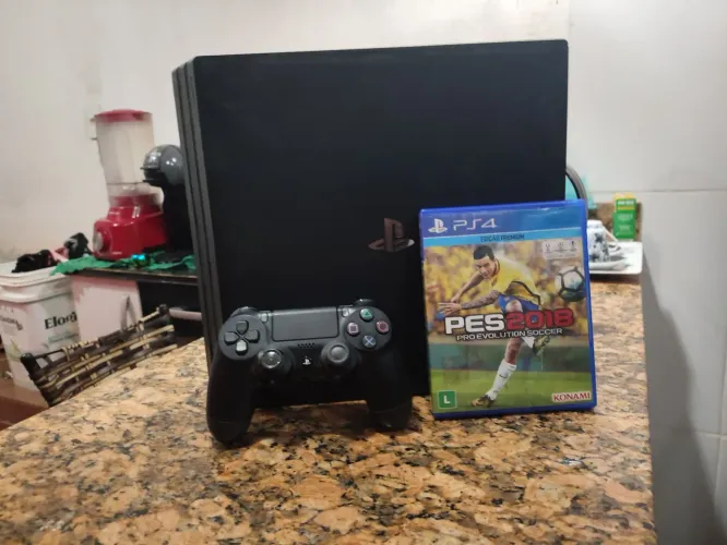 ? PS4 Pro 1TB Desbloqueado + Controle Original + PES 2018 ?