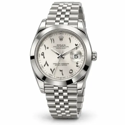Relógio Masculino Rolex Datejust Arabic Silver 41 mm Aço Jubilee - Base Eta - Top