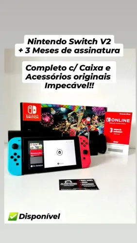 Nintendo Switch V2 + 3 Meses de Assinatura!! IMPECÁVEL (Aceito Cartão)