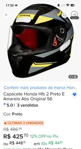 Capacete Honda novo