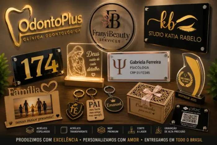 Placas Logotipos Letreiros e Decoração Personalizada em Acrílico e MDF Comunicaçao Visual