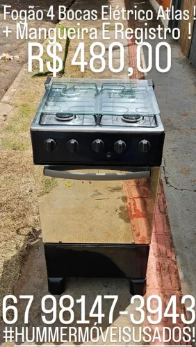 Vende - Se Fogão 4 Bocas Elétrico Atlas + Mangueira E Registro!