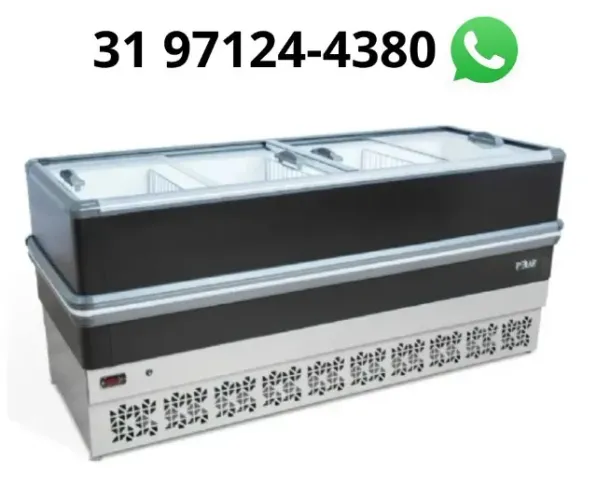 Ilha de Congelados Vidro Reto 2 metros Polar com LED