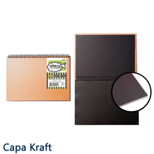 CADERNO SKETCHBOOK CAPA PARDA 40 FOLHAS PRETAS 180G/M²