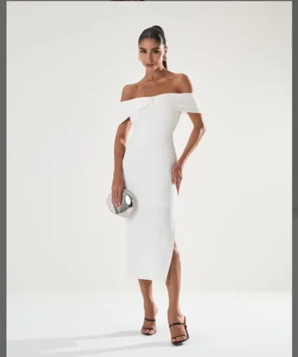 Vestido midi branco
