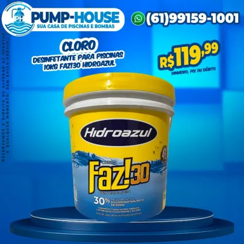 Cloro Desinfetante Para Piscinas 10Kg Faz!30 Hidroazul