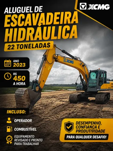 ALUGUEL DE ESCAVADEIRA HIDRÁULICA XCMG 22 TONELADAS