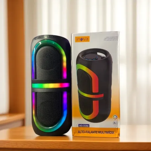 Caixa de Som Alto-Falante Multimídia Bluetooth Led RGB - MD-30280 iNova an10