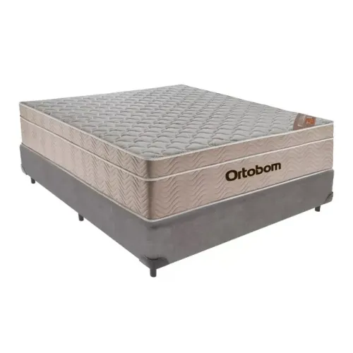 CCAMA BOX CORINO CINZA + COLCHÃO SPRINGPOCKET ORTOBOM MOLAS ENSACADAS