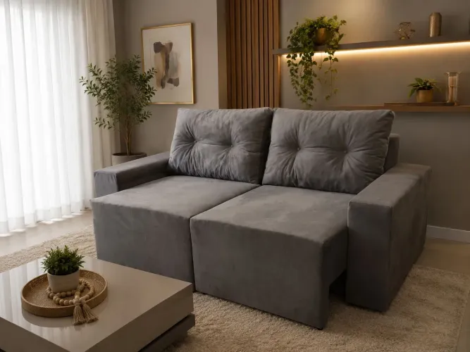 Promoção imperdível de 1500 por 1300 Sofá retrátil novo capacidade 3 pessoas bem espaçoso
