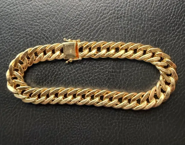 Pulseira de Ouro 17,7 Gm Grumet Duplo 18K NOVA