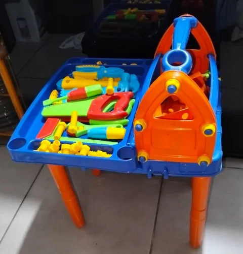 Bancada de Ferramentas Infantil Poliplac - Completa + Peças em Dobro!