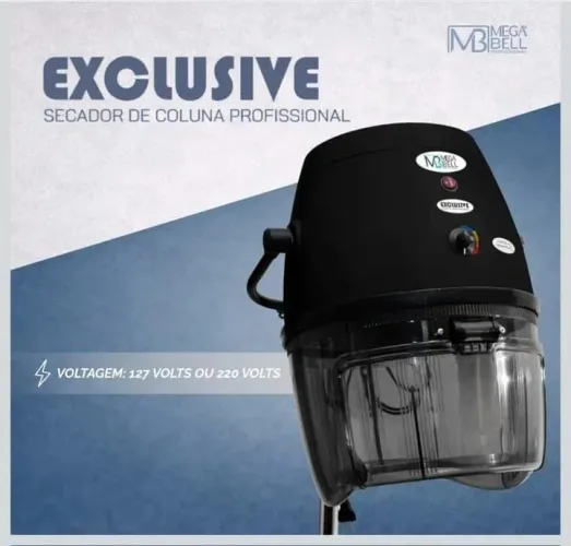2 Mega Bell, Secador de coluna profissional para cabelos, Exclusive, Preto