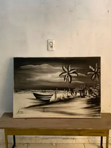 Quadro paisagem em tela de pintura
