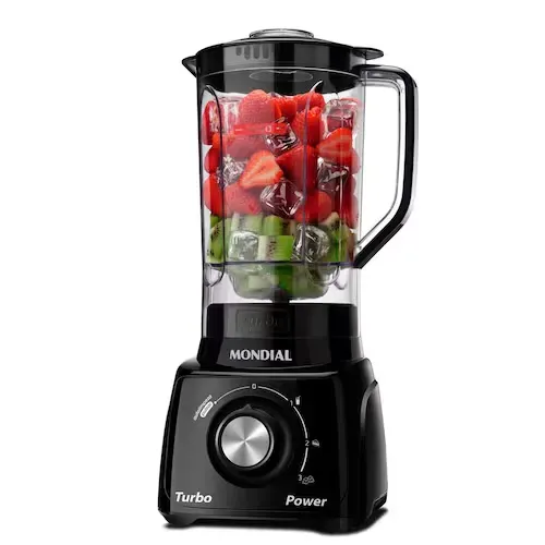 Liquidificador Mondial Turbo Power L-99 FB Copo San Cristal 3 Velocidades 550W Preto - 110