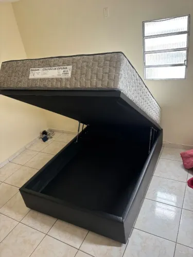 Cama casal ortobom c/ baú 