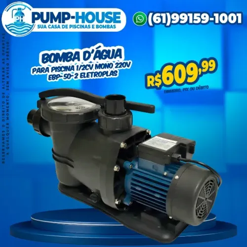 Bomba D'água Para Piscina 1/2CV Mono 220V EBP-50-2 Eletroplas