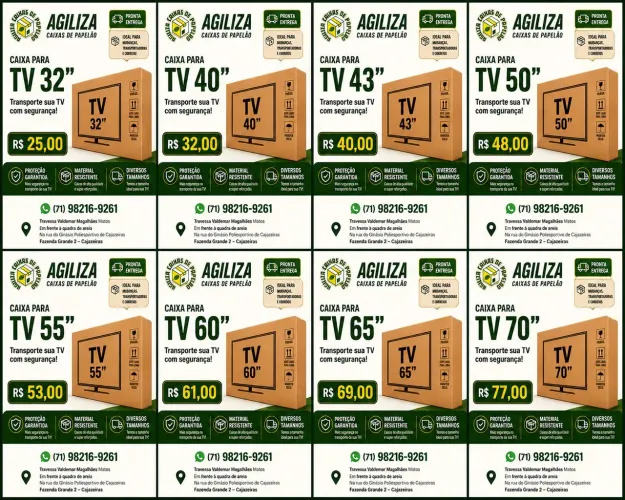 Caixas de papelão para tv