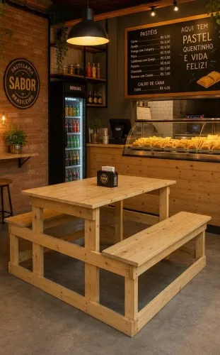 MESA COMPOSTA PARA PASTELARIA LANCHONETE SORVETERIA ADEGA PIZZARIA