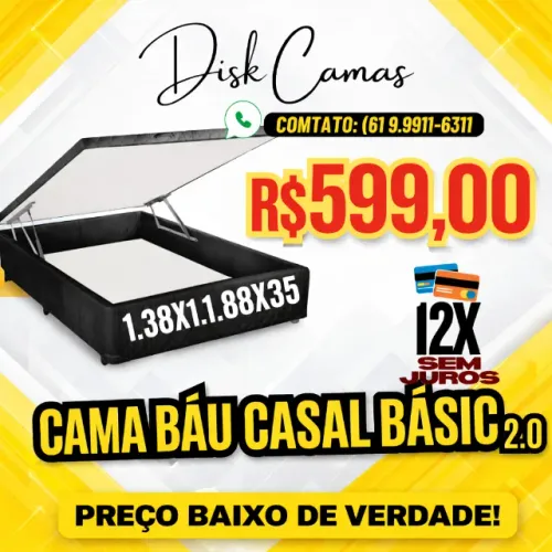 CAMA BAÚ CASAL BASIC 2.0 - ORGANIZAÇÃO, CONFORTO E ECONOMIA EM UM SÓ PRODUTO!