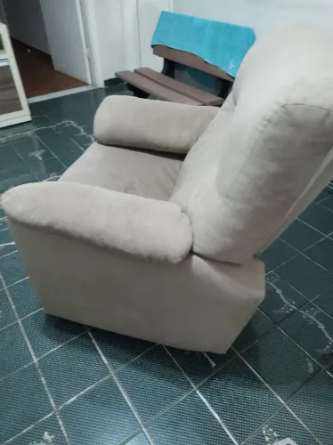 Cadeira do Papai, reclinável, Tecido Suede, Bom estado