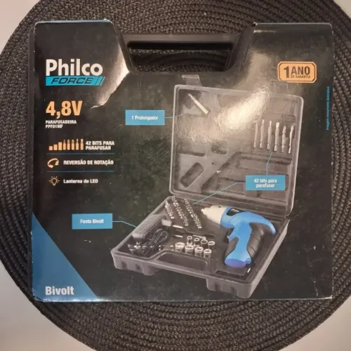 Parafusadeira Philco Force PPF01MF 4,8V Bivolt 42 bits para parafusar e luz LED