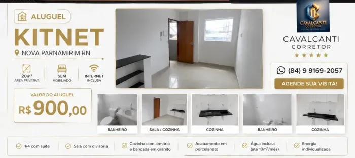 ALUGO KITNETS S/MOBILIA  N PARNAMIRIM - CAVALCANTI CORRETOR CL5787
