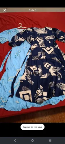 Vestido azul com bolso na lateral tamanho único