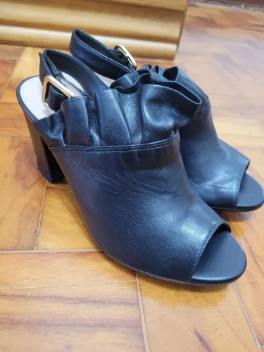 Arezzo Sandal Boot Couro Block Drapeados Feminino Alta Preta