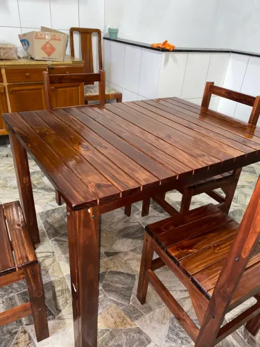 Conjunto de mesa com 4 cadeiras Madeira Maciça   