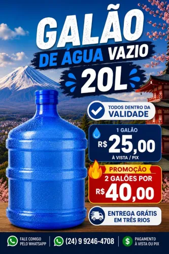 Galão de água 20l vazio e dentro da validade 