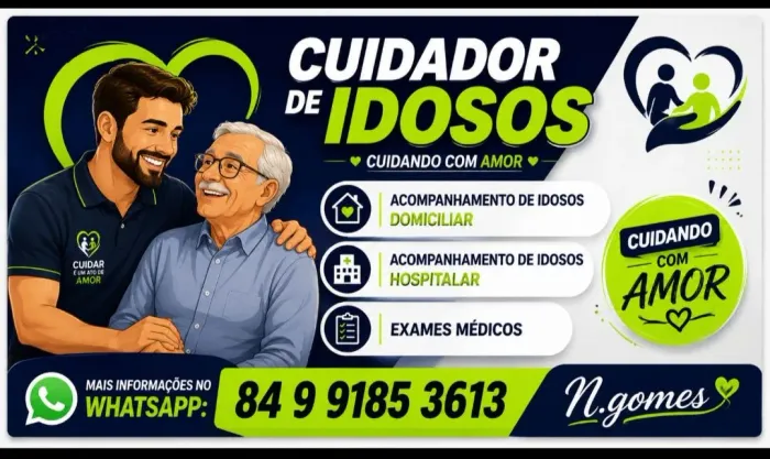 TÉCNICO DE ENFERMAGEM E CUIDADOR DE IDOSOS DOMICILIAR E HOSPITALAR. PLANTÕES DE 24h.