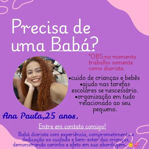 Trabalho como babá diarista.