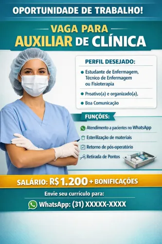 Vaga para clínica de estética 1200,00 + bonificação