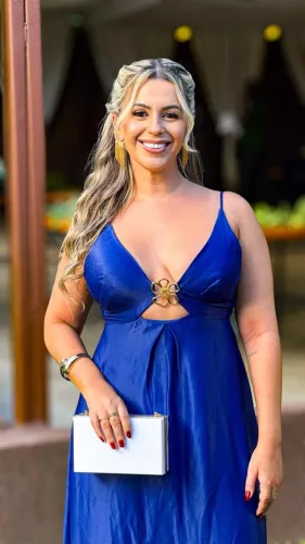 Vestido FARM Azul - Longo com detalhe no busto