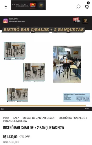BISTRÔ COM BALDE +2 BANQUETAS