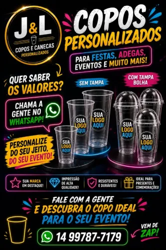 Vendas de copos e canecas personalizadas 