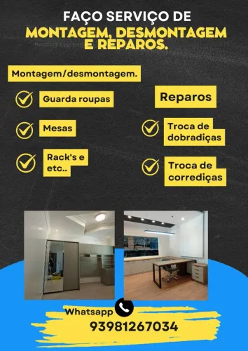 Montagem, desmontagem e reparos de móveis.