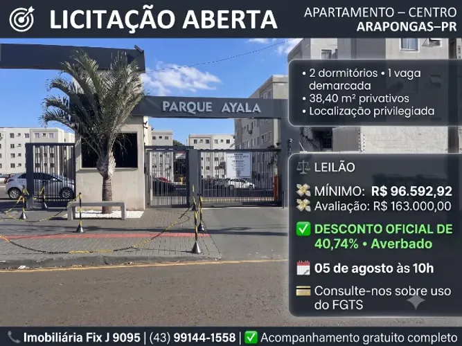 Imóvel para investir ? Apartamento no Centro, Arapongas - PR, 