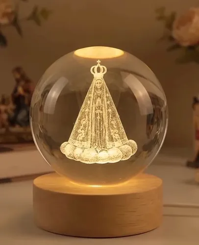Luminária decorativa bola de cristal 3D com N.S Aparecida